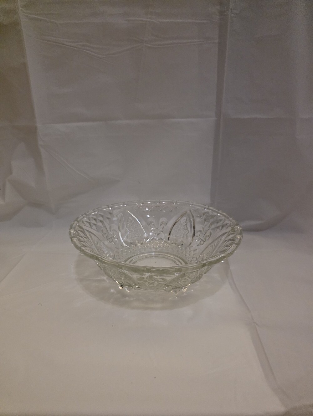 Classic Clear Cut Glass Serving Bowl - Elegant Pressed Glass